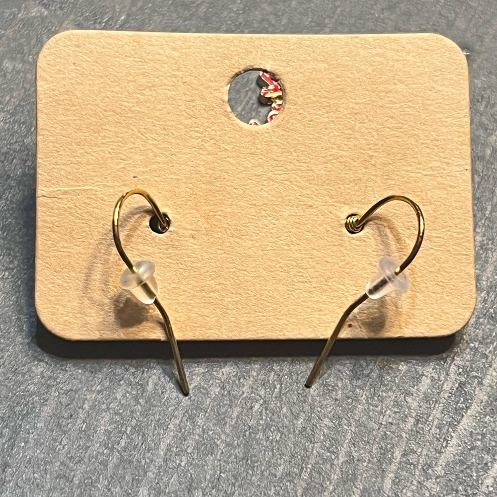 Hand Crafted Gold and Red Snowflake Earrings - Picture 2 of 2